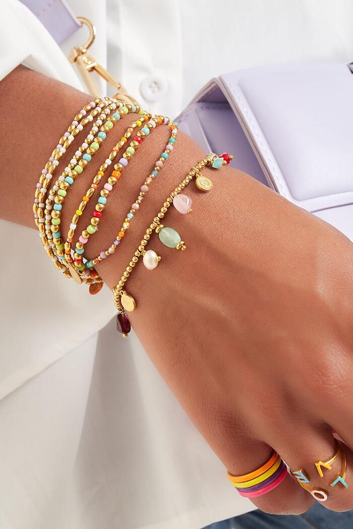 Bracelet avec perles mélangées et breloques Or Acier inoxydable Image2
